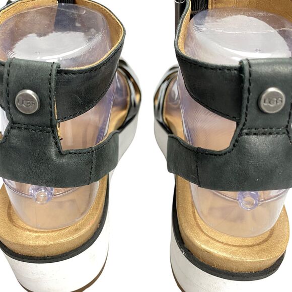 Ugg Tipton Patent Leather Platform Sandals Womens Size 6 Us Black - Picture 3 of 16